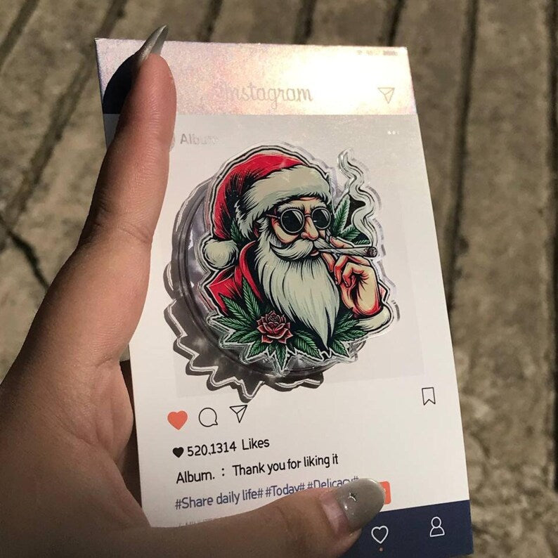 Cool Santa Smoking Magnetic Phone Grip: Festive Holiday Holder with Sunglasses and Rose, Unique Xmas Gift for Teens & Friends