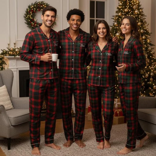 Family Pajamas Personalized Christmas Family Pajamas w/Name, Monogram Christmas Gifts, Xmas Eve Family Matching Pjs PSJ1526.C
