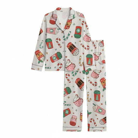 Matching Family Coffee Cocoa Christmas Pajama Set, Funny Xmas Sleepwear, Coquette Loungewear, Xmas Couples, Gift for Her PSJ1536