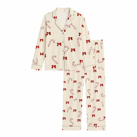 Matching Family Coquette Candy Christmas Pajama Set, Funny Xmas Sleepwear, Coquette Loungewear, Xmas Couples, Gift for Her PSJ1567