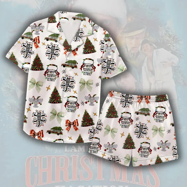 It's A Beaut Clark Christmas Vacation Allover Print Lounge Sleep Pajamas Set, Griswold Christmas Griswold Co Set, National's Lampoon Pajamas