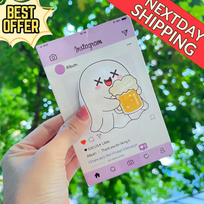 Ghost with Beer Magnetic Phone Holder: Funny Ghost Phone Grip, Kawaii Ghost Holding Beer, Perfect Gift for Halloween and Party Lovers