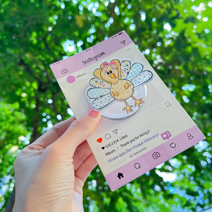 Thanksgiving Turkey Magnetic Phone Holder: Cute Turkey with Bow Phone Grip, Kawaii Thanksgiving Phone Holder, Perfect Gift for Fall Lovers