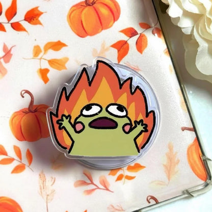Panic Frog Magnetic Phone Grip: Funny Fire Meme Kindle Holder, Cute Kawaii Frog Phone Holder, Quirky Gift for Friends & Stress Humor Lovers
