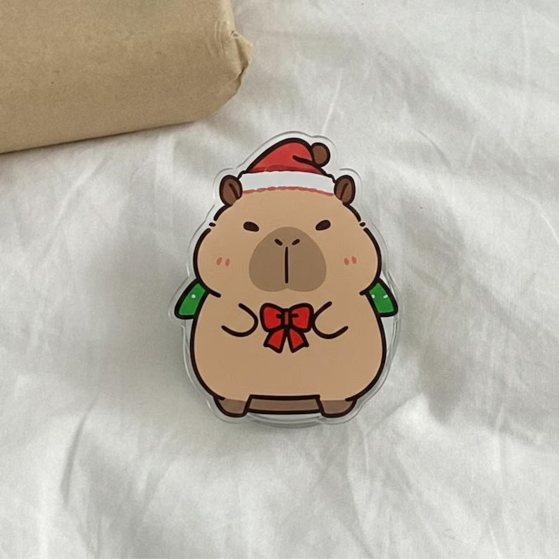 Cute Capybara Christmas Magnetic Phone Grip: Kawaii Santa Capybara Magsafe Holder, Holiday Animal Phone Holder, Cute Gift for Friends