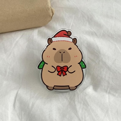 Cute Capybara Christmas Magnetic Phone Grip: Kawaii Santa Capybara Magsafe Holder, Holiday Animal Phone Holder, Cute Gift for Friends