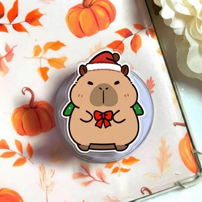 Cute Capybara Christmas Magnetic Phone Grip: Kawaii Santa Capybara Magsafe Holder, Holiday Animal Phone Holder, Cute Gift for Friends