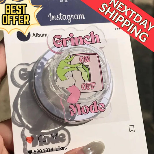 Furry Monster On/Off Mode Magnetic Phone Grip: Funny Christmas Phone Holder with Holiday Humor, Cute Winter Phone Holder, Perfect Xmas Gift