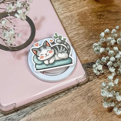 Snuggle Kitty MagSafe Phone Grip: Cute Pet Magnetic Phone Holder, Animal Popgrip, Ideal Gift for Animal Lovers, Unique Gift for Pet Lover