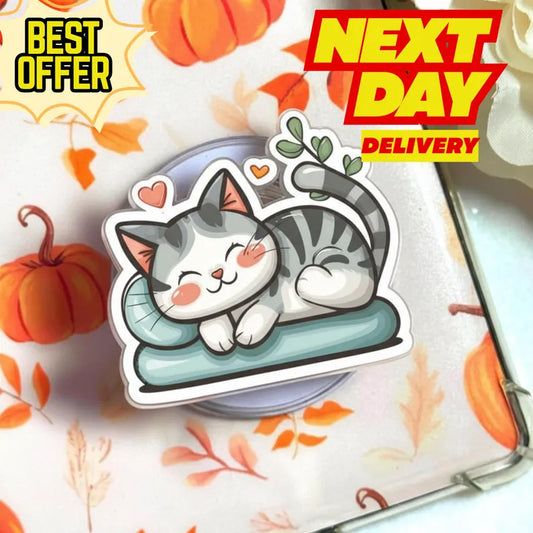 Snuggle Kitty MagSafe Phone Grip: Cute Pet Magnetic Phone Holder, Animal Popgrip, Ideal Gift for Animal Lovers, Unique Gift for Pet Lover