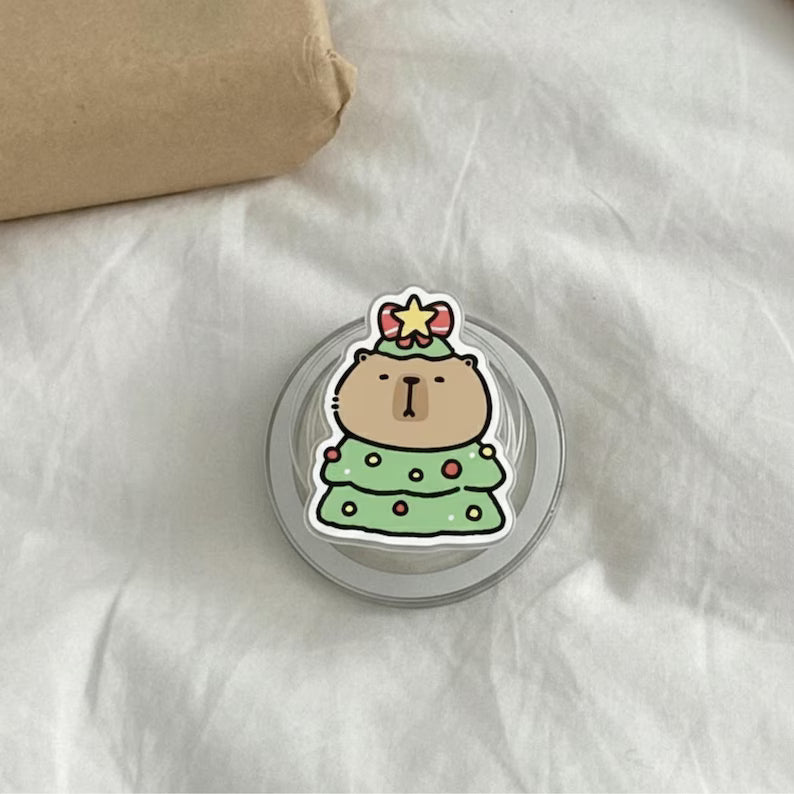 Christmas Tree Bear Magnetic Phone Grip: Cute Holiday Magsafe Phone Stand, Kawaii Festive Phone Holder, Funny Xmas Gift for Bear Lovers