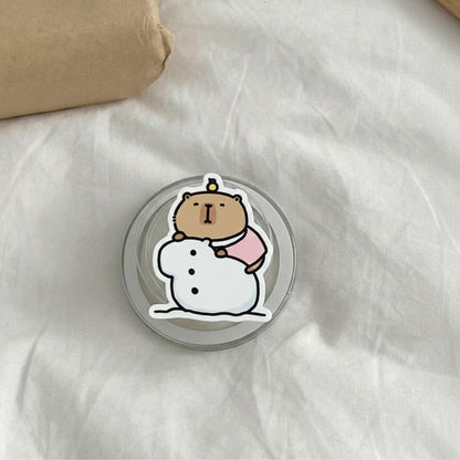 Bear Hugging Polar Bear Magnetic Phone Grip: Cute Kawaii Animal Magsafe Phone Holder, Cozy Winter Phone Holder, Gift for Bear & Animal Lover