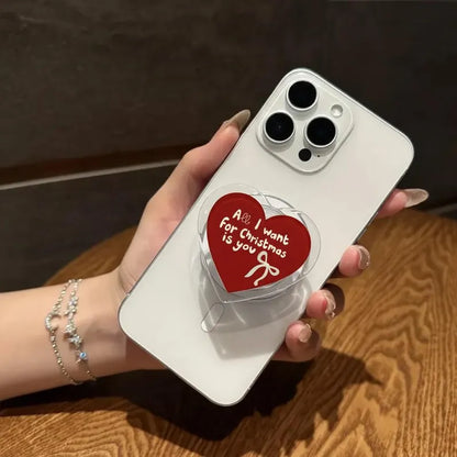 Heart Christmas Magsafe Phone Grip, All I Want for Christmas Grip, Cute Heart Phone Stand, MagSafe Phone Holder, Holiday Gift Accessory