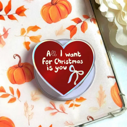 Heart Christmas Magsafe Phone Grip, All I Want for Christmas Grip, Cute Heart Phone Stand, MagSafe Phone Holder, Holiday Gift Accessory