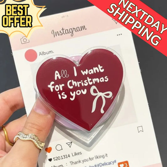 Heart Christmas Magsafe Phone Grip, All I Want for Christmas Grip, Cute Heart Phone Stand, MagSafe Phone Holder, Holiday Gift Accessory