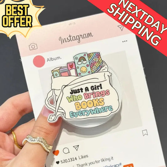 Book Girl MagSafe Phone Grip: Just a Girl Who Brings Books Everywhere, Pastel Bookish Magnetic Griptok, Gift for Readers & Book Lover