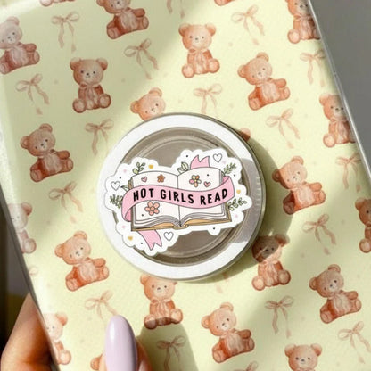 Hot Girls Read MagSafe Phone Grip: Pastel Bookish Magnetic Phone Stand, Cute Reading Phone Holder, Gift for Book Lovers & Readers