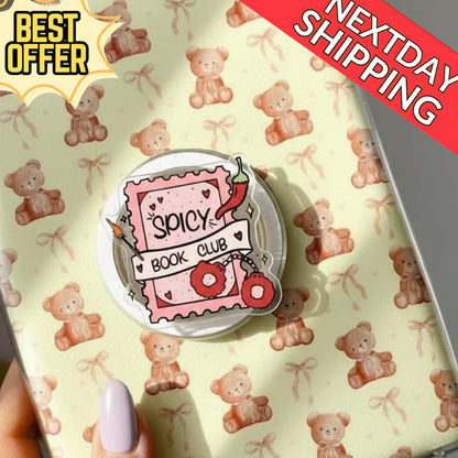 Spicy Book Club MagSafe Phone Grip: Booktok Reader Magnetic Phone Holder, Cute Romance Phone Holder, Gift for Spicy Book Lovers & Readers