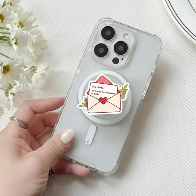 Dear Santa Christmas MagSafe Phone Grip: Cute Holiday Envelope Kindle Stand, Funny Letter to Santa Phone Holder, Gift for Christmas Lovers