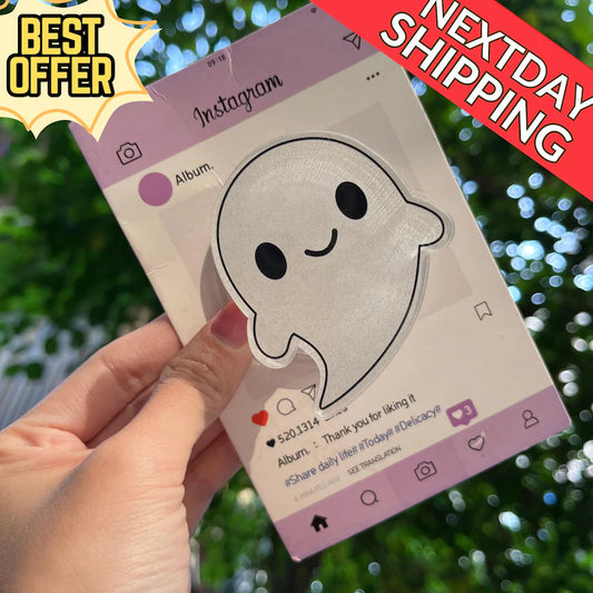 Smiling Ghost Magnetic Phone Stand: Cute Kawaii Ghost Phone Grip, Magsafe Phone Holder, Perfect Gift for Halloween and Ghost Lovers