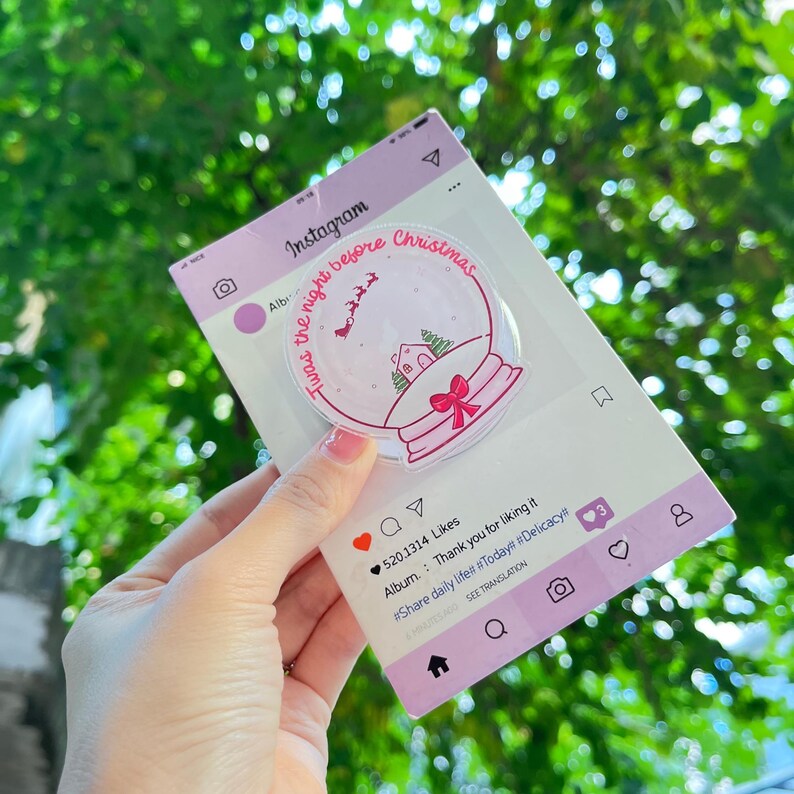 Twas the Night Before CMagnetic Phone Holder: Cute Snow Globe Phone Grip, Festive Phone Holder, Perfect Christmas Gift for Book Lover