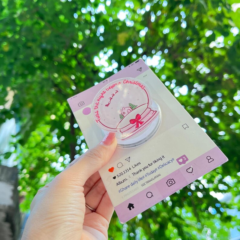 Twas the Night Before CMagnetic Phone Holder: Cute Snow Globe Phone Grip, Festive Phone Holder, Perfect Christmas Gift for Book Lover