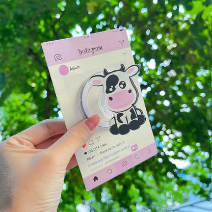 Cute Cow Magnetic Phone Grip: Adorable Cow Face Phone Grip, Kawaii Magsafe Phone Holder, Perfect Gift for Cow Lovers