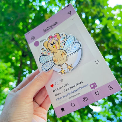 Thanksgiving Turkey Magnetic Phone Holder: Cute Turkey with Bow Phone Grip, Kawaii Thanksgiving Phone Holder, Perfect Gift for Fall Lovers