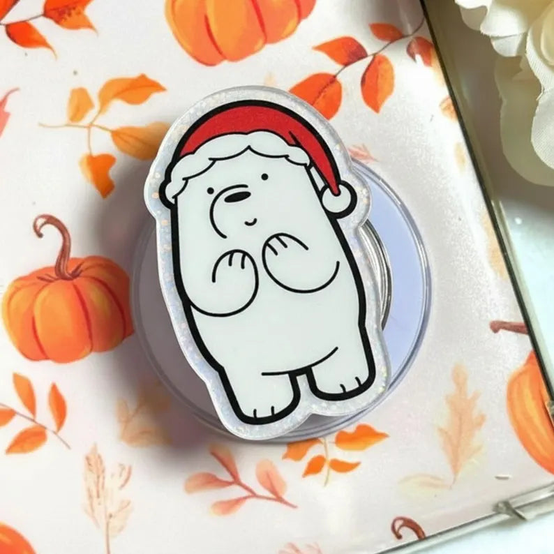 Polar Bear Christmas Magnetic Phone Grip: Cute Holiday Bear MagSafe Kindle Grip, Merry Christmas Phone Grip, Christmas Decor, Cute Accessory