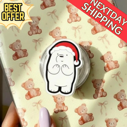 Polar Bear Christmas Magnetic Phone Grip: Cute Holiday Bear MagSafe Kindle Grip, Merry Christmas Phone Grip, Christmas Decor, Cute Accessory