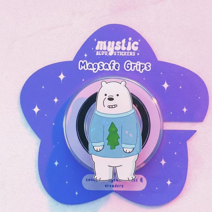 Polar Bear Christmas Sweater Phone Grip: Cute Holiday Bear MagSafe Phone Holder, Christmas Bear Grip, Xmas Phone Accessory, Holiday Decor