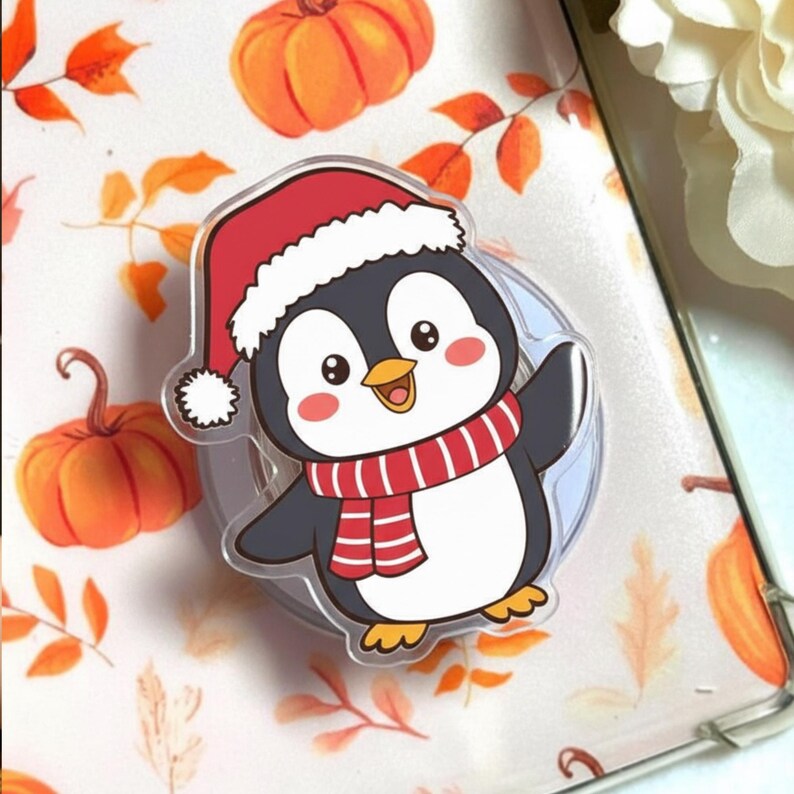 Penguin Christmas Magnetic Phone Grip: Cute Holiday Penguin MagSafe Phone Stand, Christmas Penguin Phone Accessory, Penguin Gift for Fans