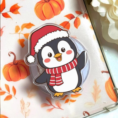 Penguin Christmas Magnetic Phone Grip: Cute Holiday Penguin MagSafe Phone Stand, Christmas Penguin Phone Accessory, Penguin Gift for Fans