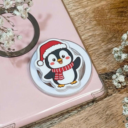 Penguin Christmas Magnetic Phone Grip: Cute Holiday Penguin MagSafe Phone Stand, Christmas Penguin Phone Accessory, Penguin Gift for Fans