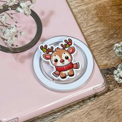 Reindeer Christmas Magnetic Phone Grip: Cute Holiday Reindeer MagSafe Griptok, Xmas Reindeer Phone Accessory, Xmas Reindeer Gift for Fans