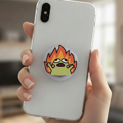 Panic Frog Magnetic Phone Grip: Funny Fire Meme Kindle Holder, Cute Kawaii Frog Phone Holder, Quirky Gift for Friends & Stress Humor Lovers