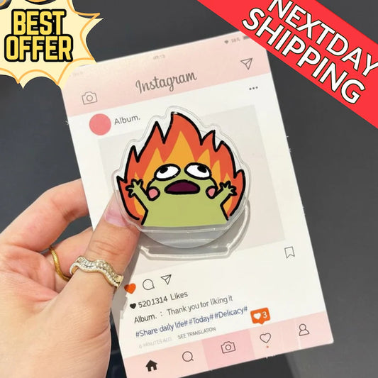 Panic Frog Magnetic Phone Grip: Funny Fire Meme Kindle Holder, Cute Kawaii Frog Phone Holder, Quirky Gift for Friends & Stress Humor Lovers