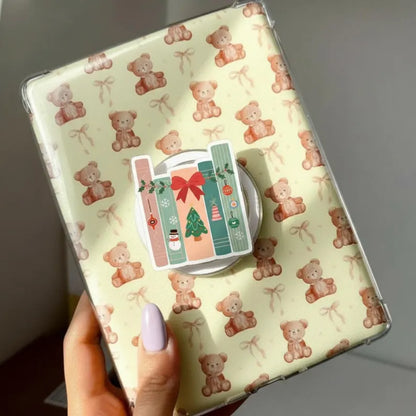 Christmas Bookshelf MagSafe Phone Grip – Cute Holiday Book Lover GripTok, Festive Magnetic Phone Stand Alternative, Bookish Gift for Readers