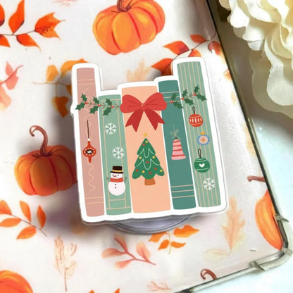 Christmas Bookshelf MagSafe Phone Grip – Cute Holiday Book Lover GripTok, Festive Magnetic Phone Stand Alternative, Bookish Gift for Readers