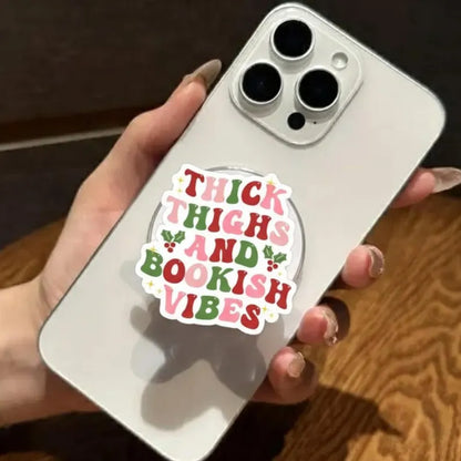 Thick Thighs and Bookish Vibes MagSafe Phone Grip – Curvy Reader GripTok, Christmas Magnetic Popgrip Alternative, Funny Book Lover Gift