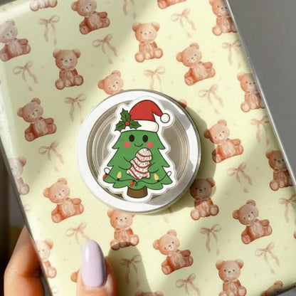 Cute Christmas Tree MagSafe Phone Grip – Holiday Cupcake Tree GripTok, Festive Kawaii Magnetic Kindle Stand Alternative, Xmas Gift for Teens