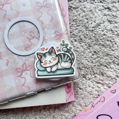 Snuggle Kitty MagSafe Phone Grip: Cute Pet Magnetic Phone Holder, Animal Popgrip, Ideal Gift for Animal Lovers, Unique Gift for Pet Lover