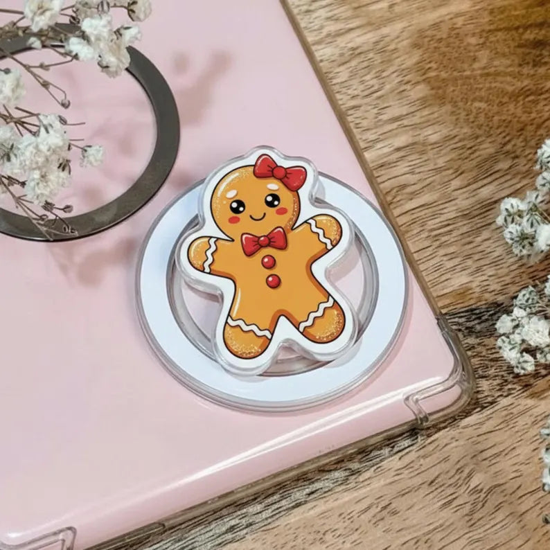 Gingerbread Cookie MagSafe Phone Grip – Cute Gingerbread Man, Christmas Magnetic Phone Holder, Holiday Accessory for Kids & Teens