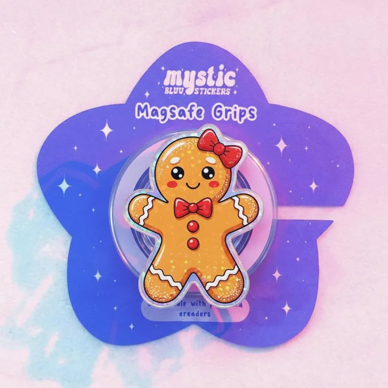 Gingerbread Cookie MagSafe Phone Grip – Cute Gingerbread Man, Christmas Magnetic Phone Holder, Holiday Accessory for Kids & Teens