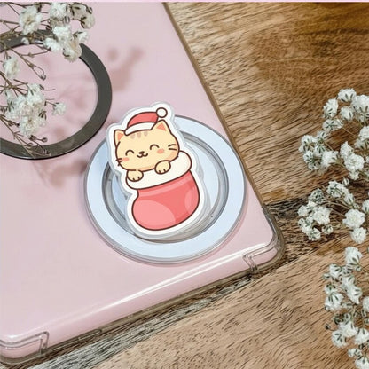 Kitten Christmas MagSafe Phone Grip – Cute Holiday Phone Accessory, Festive Magnetic Phone Holder for Cat Lovers, Christmas Grip for Kids