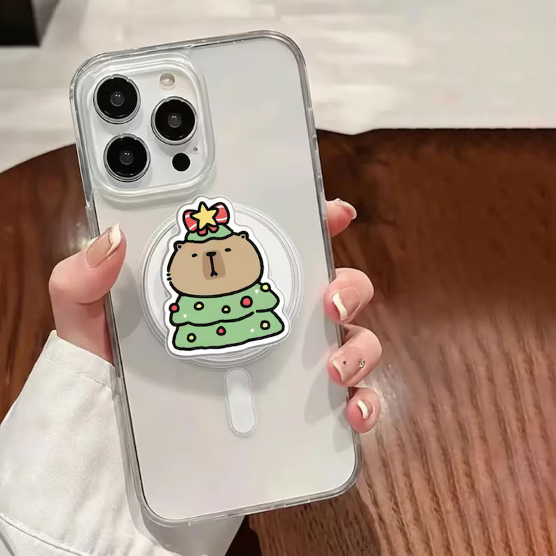 Christmas Tree Bear Magnetic Phone Grip: Cute Holiday Magsafe Phone Stand, Kawaii Festive Phone Holder, Funny Xmas Gift for Bear Lovers