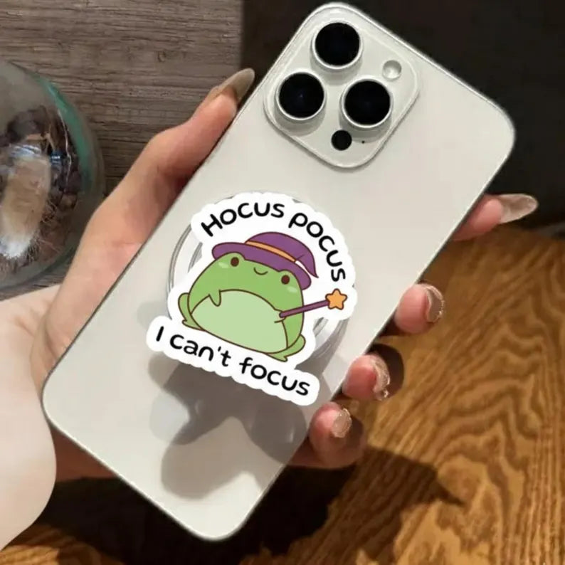 Hocus Pocus Frog MagSafe Phone Grip: Cute Witch Frog Magnetic Phone Stand, Kawaii Spellbound Holder, Funny Gift for Teens & Students