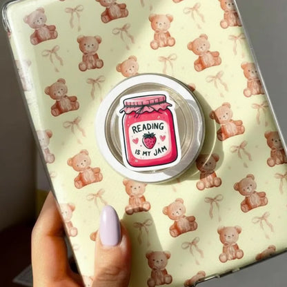 Reading Is My Jam Magnetic Phone Grip, Cute Strawberry Jam Jar Phone Accessory, Book Lover Gift, Fun Literary Magsafe Phone Grip