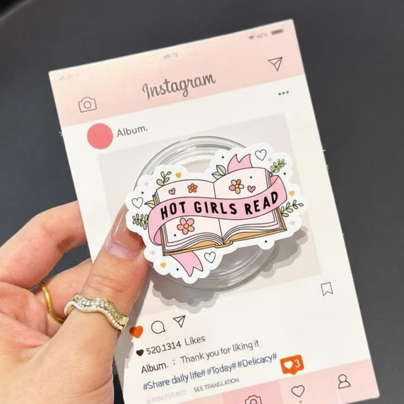 Hot Girls Read MagSafe Phone Grip: Pastel Bookish Magnetic Phone Stand, Cute Reading Phone Holder, Gift for Book Lovers & Readers