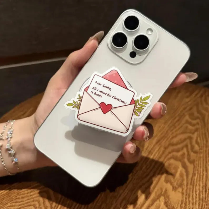 Dear Santa Christmas MagSafe Phone Grip: Cute Holiday Envelope Kindle Stand, Funny Letter to Santa Phone Holder, Gift for Christmas Lovers